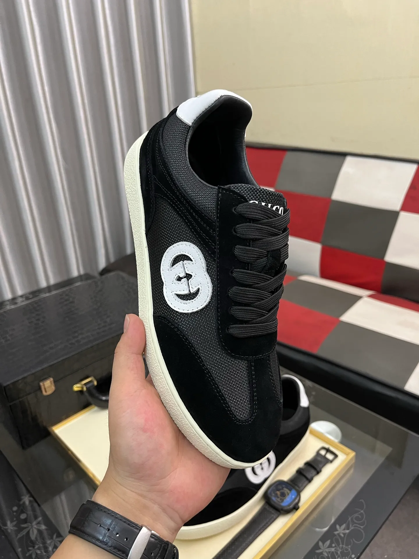 Men's shoes 💰400⌚️⌚️《GUCCI》The latest hot-selling casual shoes, top brand [seduce] luxury~purchase, top~quality. Products sold at the counter [strong] Original embossed calfskin fabric ➕ Comfortable sheepskin lining, code number: 38-443️⃣colors available